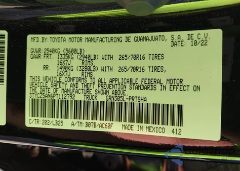 2023 Toyota Tacoma Trd Pro из США, поврежденный, VIN 3TYCZ5AN6PT112792